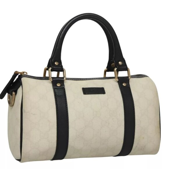 GUCCI GG Supreme Hand Bag PVC Gold White